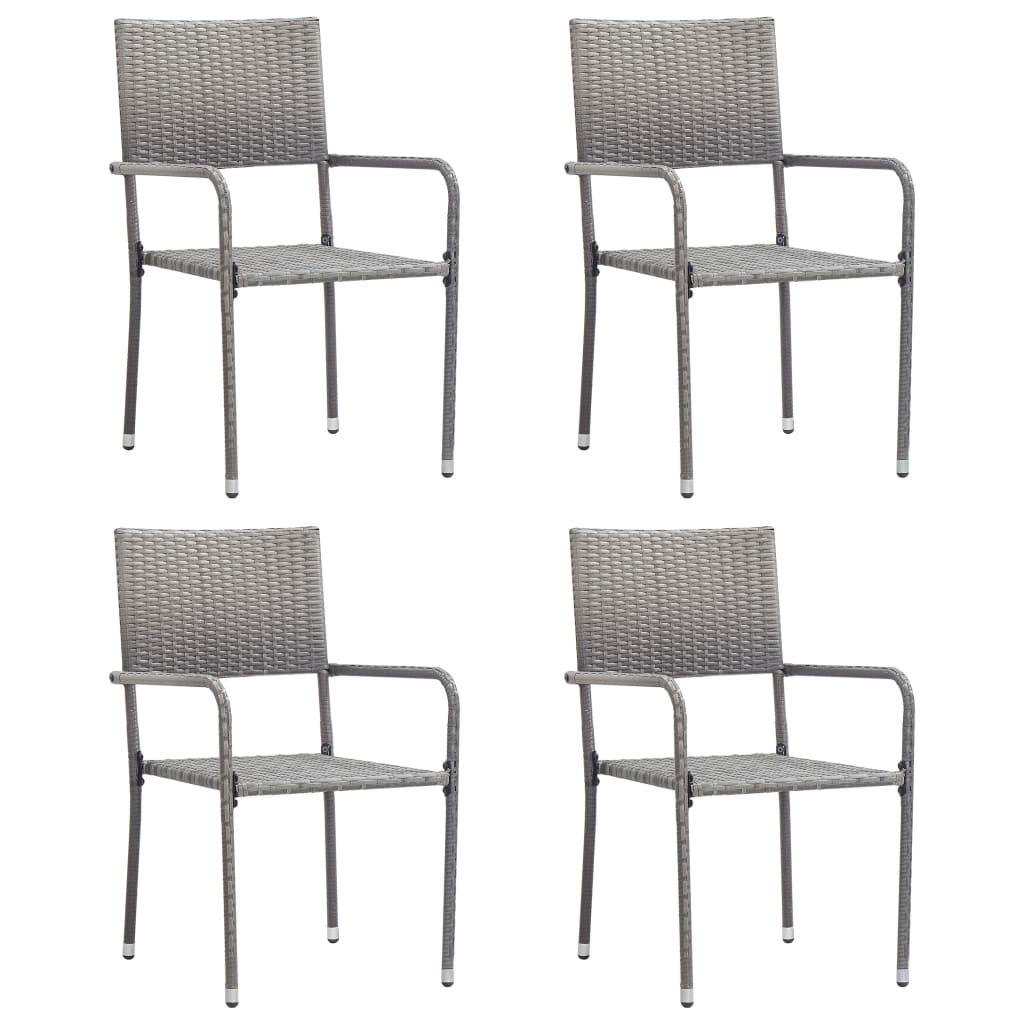 Havestole 4 stk. stabelbare polyrattan grå