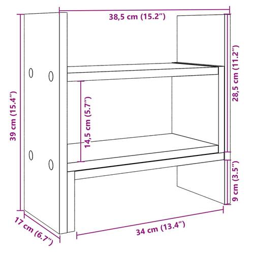 Dueslag til skrivebord 38,5x17x39 cm konstrueret træ røget eg