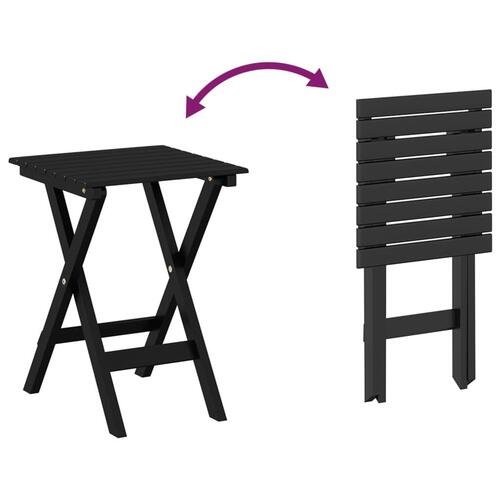 Sidebord foldbart massivt poppeltræ sort