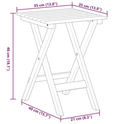 Sidebord foldbart massivt poppeltræ sort