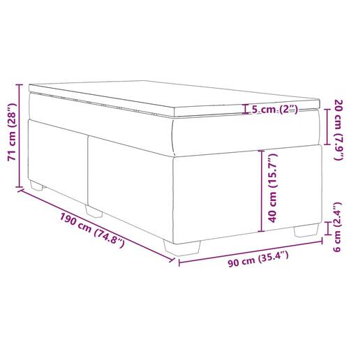 Kontinentalseng med madras 90x190 cm fløjl lysegrå