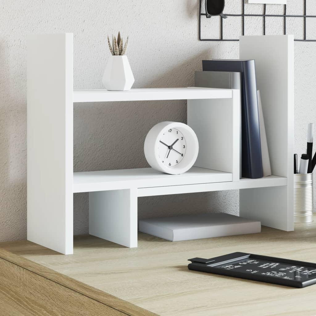 Hylde til skrivebord 38,5x17x39 cm konstrueret træ hvid