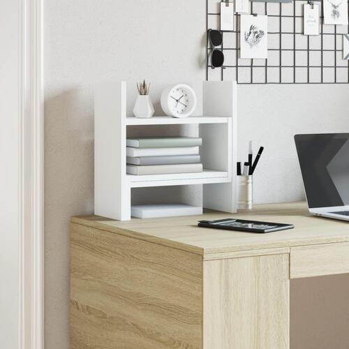 Hylde til skrivebord 38,5x17x39 cm konstrueret træ hvid