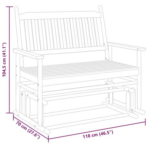 Gyngebænk 118x70x104,5 cm massivt poppeltræ hvid