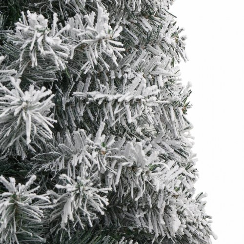 Smalt juletræ med fod og sne - 270 cm PVC