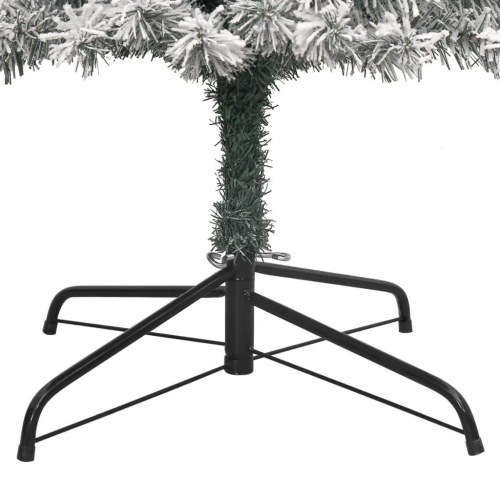 Smalt juletræ med fod og sne - 270 cm PVC
