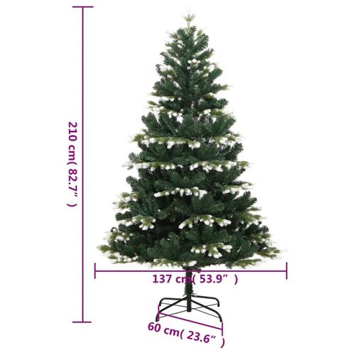 Kunstigt juletræ med sne 210 cm hængslet
