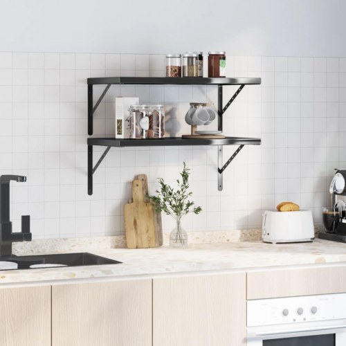Væghylder - 2 stk. 75 × 40 cm i sort rustfrit stål