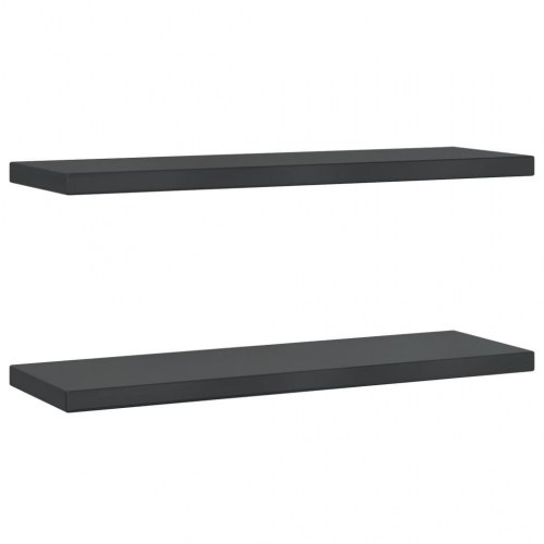 Væghylder 2 stk. - 75 × 23,5 cm i sort rustfrit stål