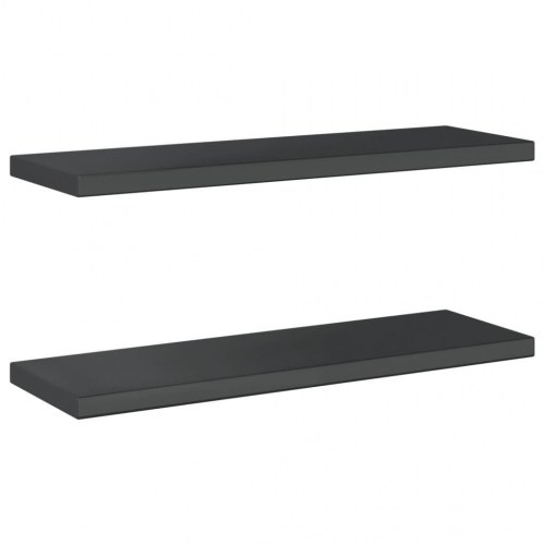 Væghylder 2 stk. - 75 × 23,5 cm i sort rustfrit stål