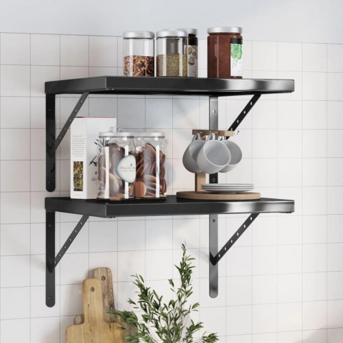Væghylder 2 stk. 50×40 cm i rustfrit stål - sort
