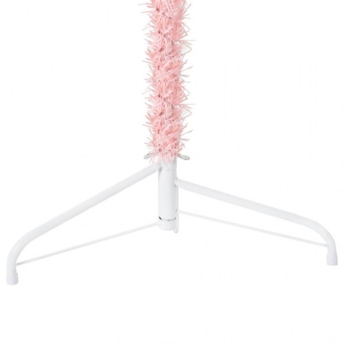 Kunstigt halvt juletræ med juletræsfod 240 cm smalt pink