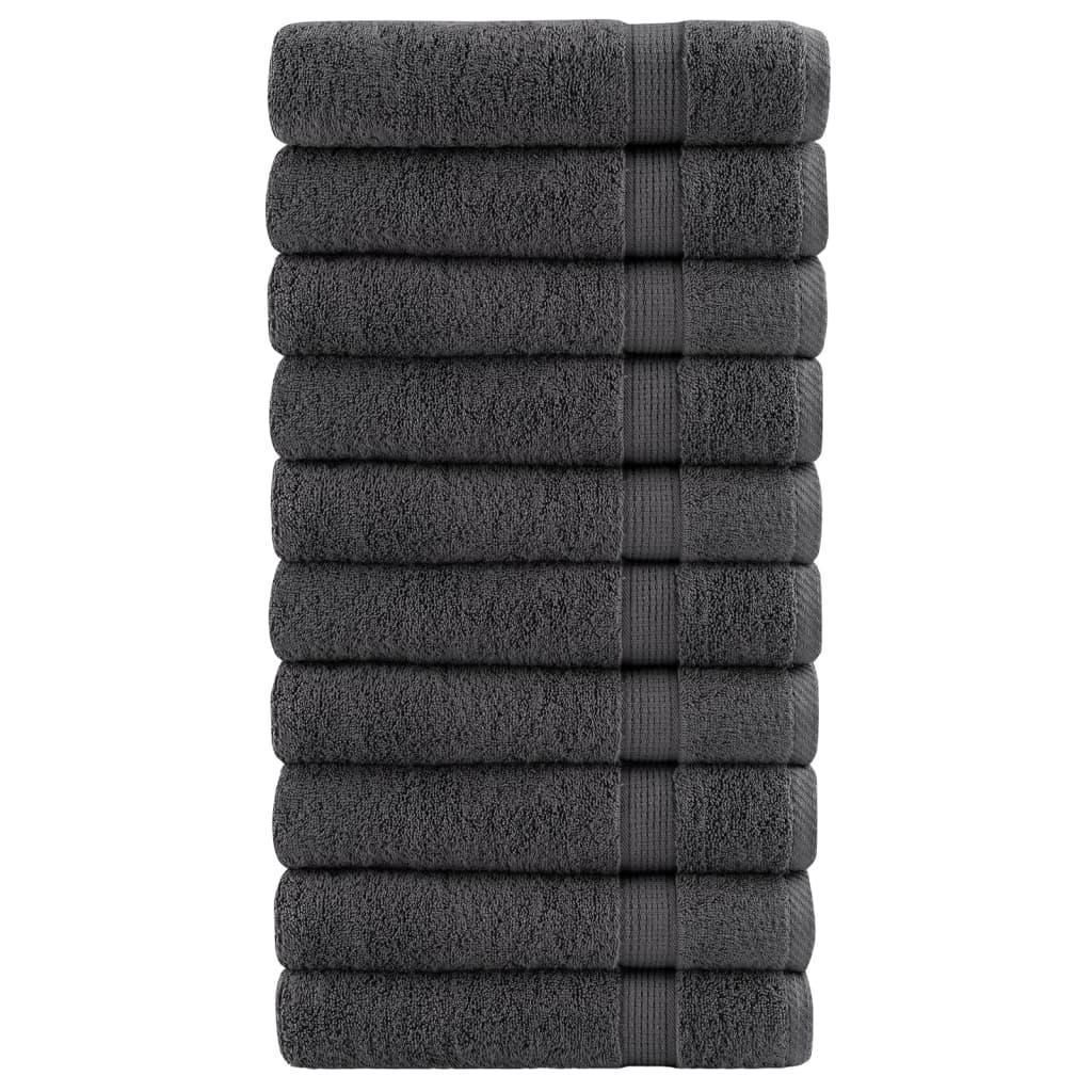Håndklæder 10 stk. Premium 50x100 cm 100 % bomuld antracitgrå