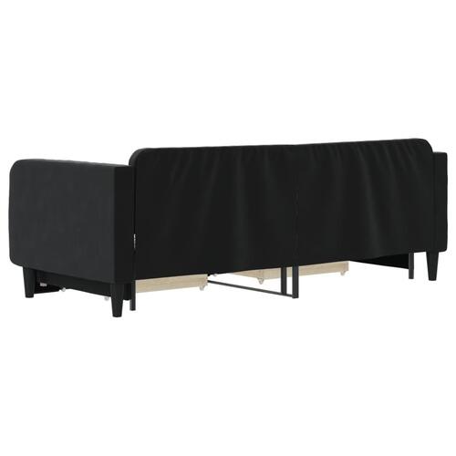 Daybed med udtræk og skuffer 90x200 cm velour sort