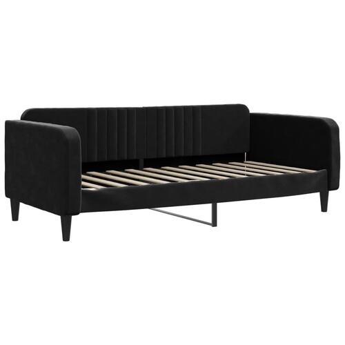 Daybed med udtræk og skuffer 90x200 cm velour sort