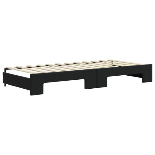 Daybed med udtræk og skuffer 90x200 cm velour sort