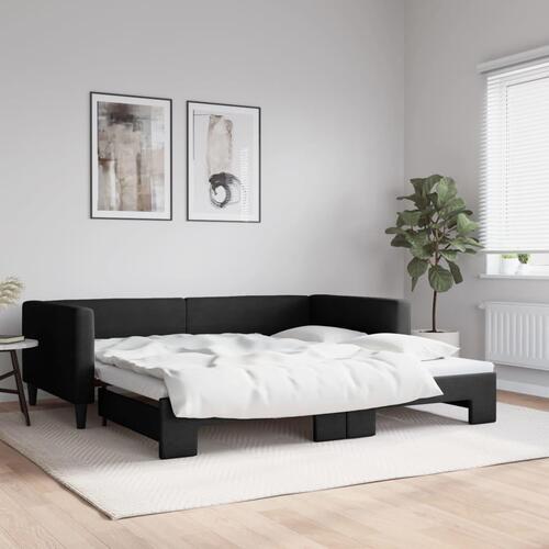 Daybed med udtræk 100x200 cm stof sort