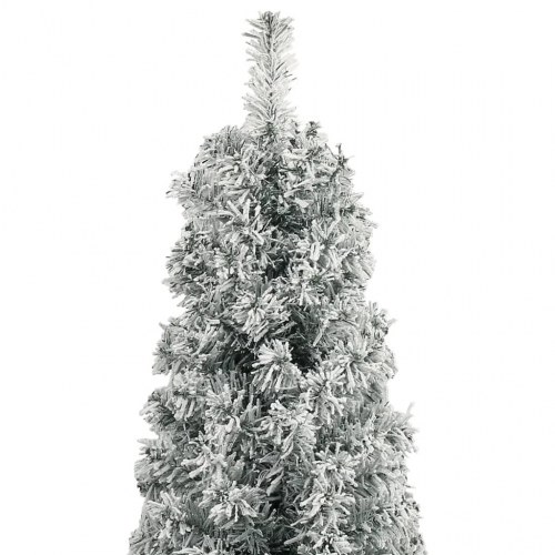Smalt juletræ med fod og sne 300 cm - PVC