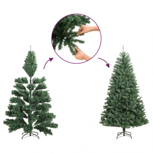 Smalt juletræ med fod og sne 300 cm - PVC