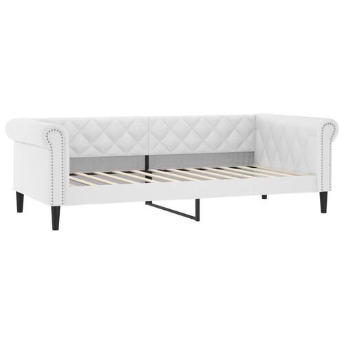 Daybed med udtræk og madrasser 90x200 cm kunstlæder hvid
