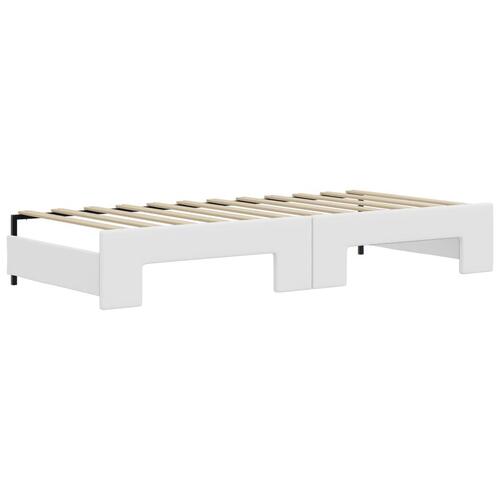 Daybed med udtræk og madrasser 90x200 cm kunstlæder hvid