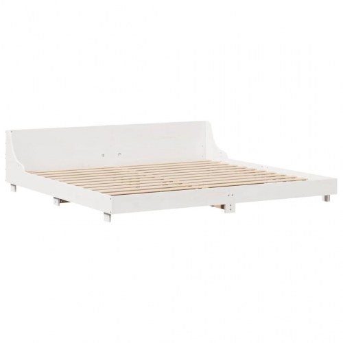 Sengeramme uden madras 200x200 cm massivt fyrretræ hvid