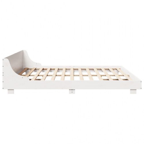 Sengeramme uden madras 200x200 cm massivt fyrretræ hvid