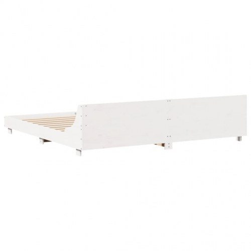 Sengeramme uden madras 200x200 cm massivt fyrretræ hvid