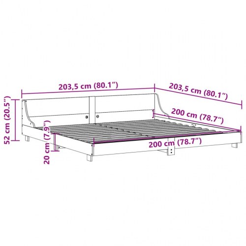 Sengeramme uden madras 200x200 cm massivt fyrretræ hvid