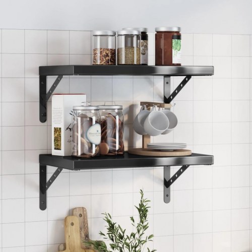 Væghylder 2 stk. 50×30 cm - rustfrit stål, sort
