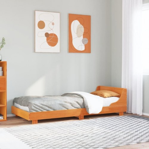 Sengeramme uden madras 100 x 200 cm - massivt fyrretræ, gyldenbrun