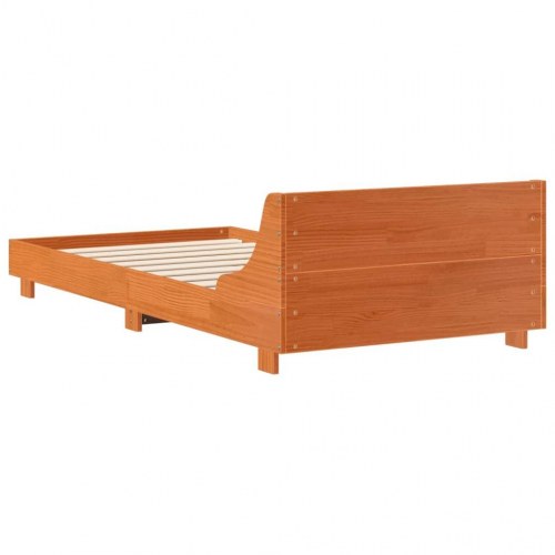 Sengeramme uden madras 100 x 200 cm - massivt fyrretræ, gyldenbrun