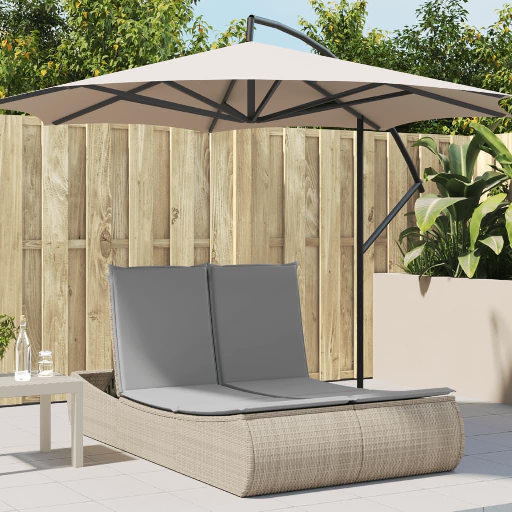 Solseng med hynder polyrattan beige