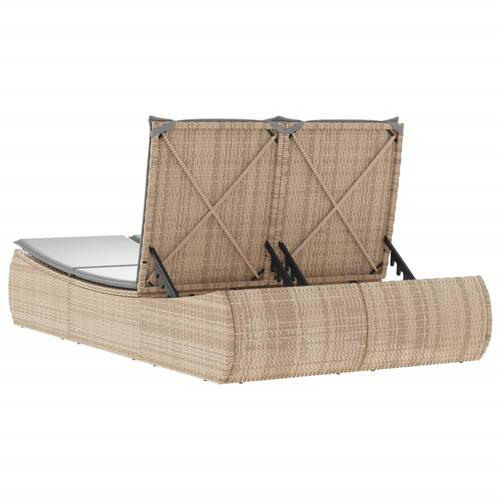 Solseng med hynder polyrattan beige