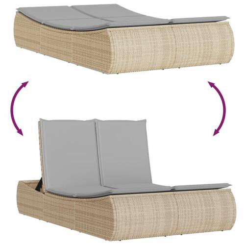 Solseng med hynder polyrattan beige