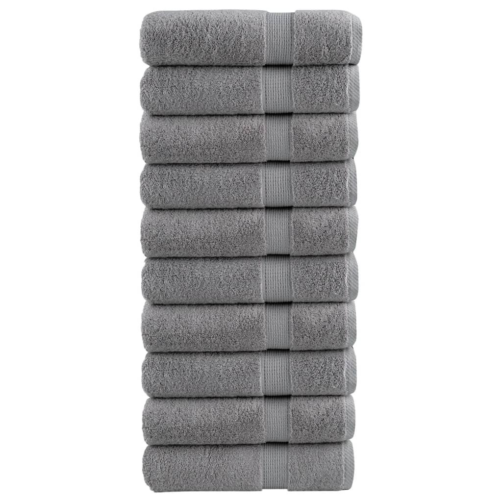 Badehåndklæder 10 stk. Premium 100x150 cm 100 % bomuld grå
