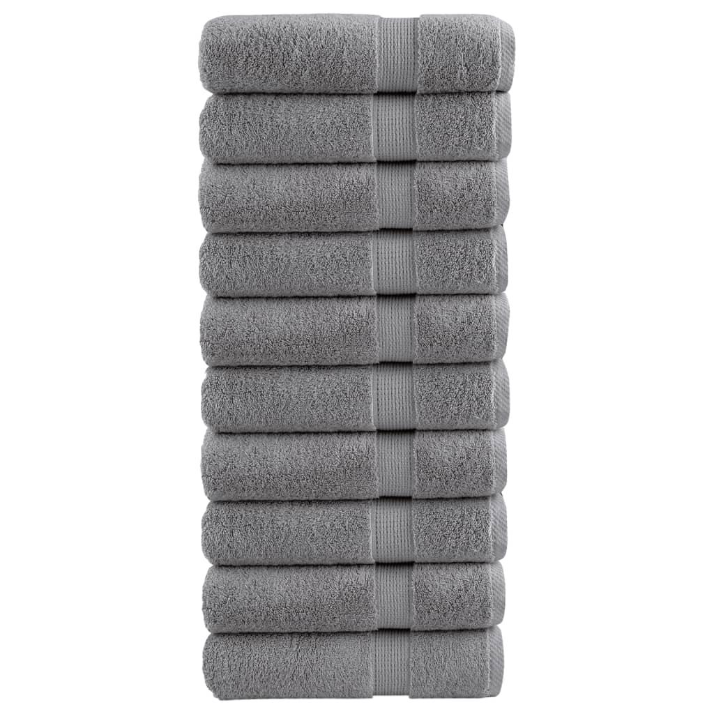 Håndklæder 10 stk. Premium 50x100 cm 100 % bomuld grå