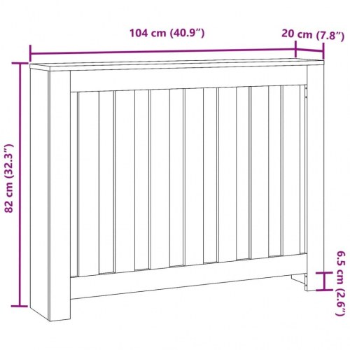 Radiatorskjuler 104×20×82 cm i konstrueret træ - grå sonoma-eg