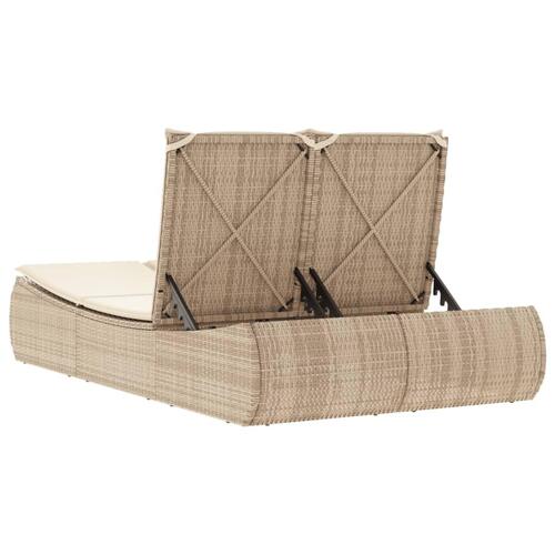 Solseng med hynder polyrattan beige