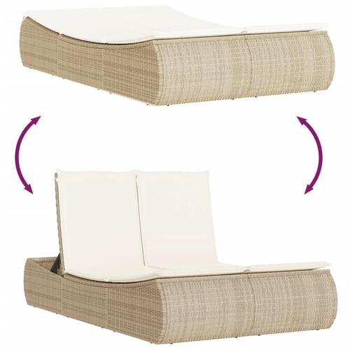 Solseng med hynder polyrattan beige