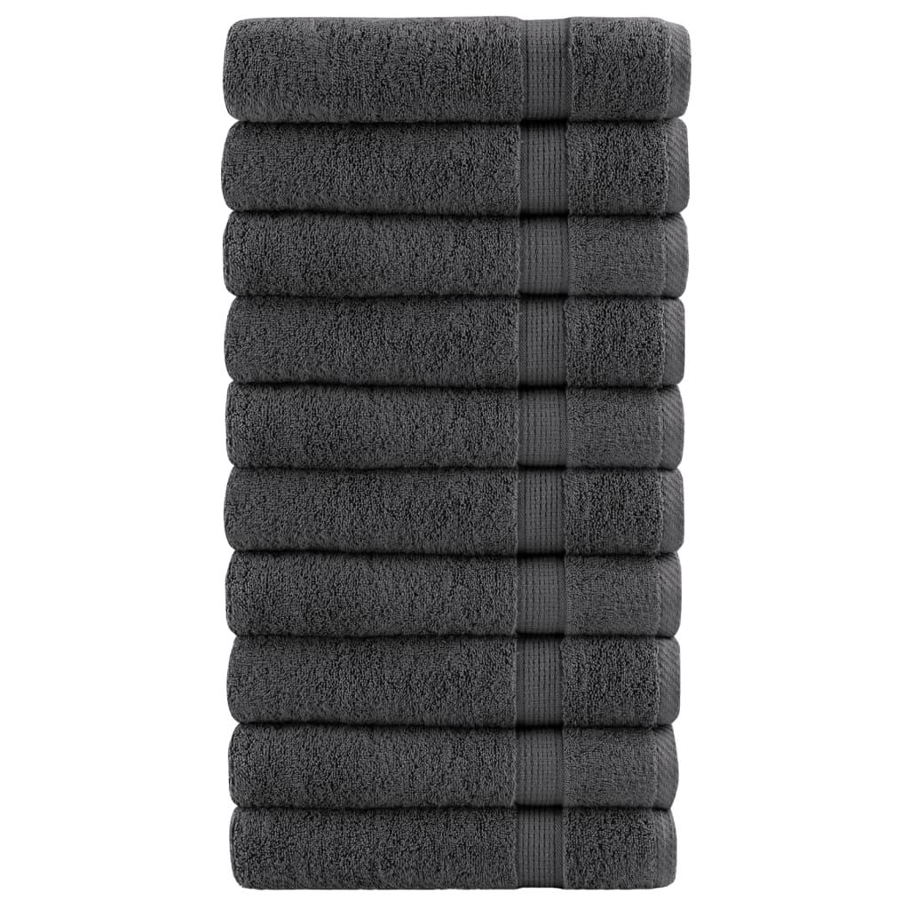 Håndklæder 10 stk. Premium 70x140 cm 100 % bomuld antracitgrå