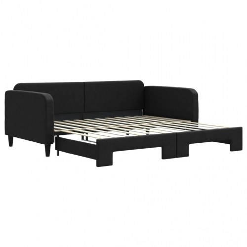 Daybed med udtræk 100×200 cm - stof, sort