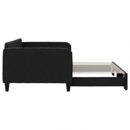 Daybed med udtræk 100×200 cm - stof, sort