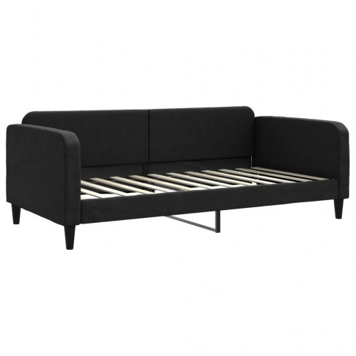Daybed med udtræk 100×200 cm - stof, sort