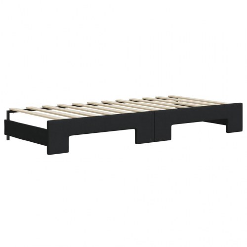 Daybed med udtræk 100×200 cm - stof, sort