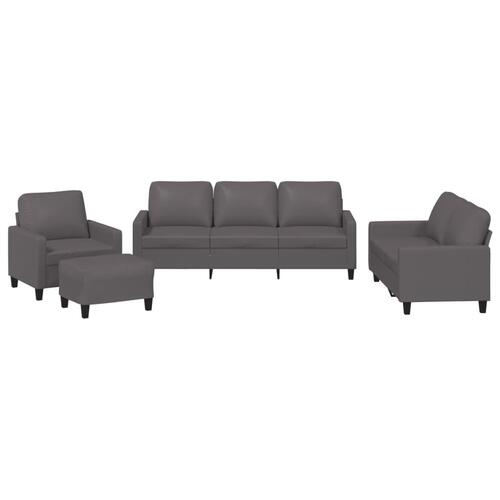 Sofasæt 4 dele med hynder kunstlæder grå
