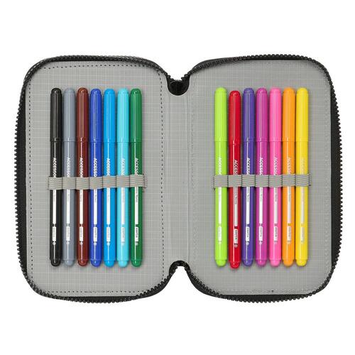 Tredobbelt Penalhus Teenage Mutant Ninja Turtles Sort Grå 12,5 x 19,5 x 5,5 cm 36 Dele