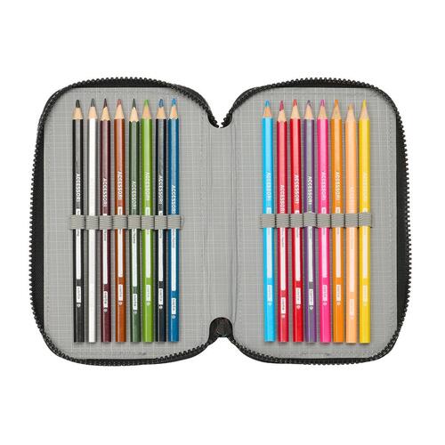 Tredobbelt Penalhus Teenage Mutant Ninja Turtles Sort Grå 12,5 x 19,5 x 5,5 cm 36 Dele