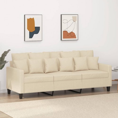 3-personers sofa i stof - cremefarvet, sædebredde 180 cm