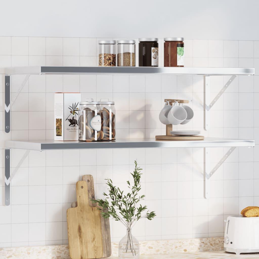 Hyldebeslag 4 stk. 40x2,5x25 cm rustfrit stål sølvfarvet billede